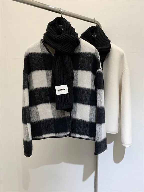 Jil sander scarf wool coat